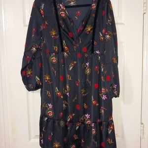 Ruffle tiered blackfloral dress by Old Navy size L